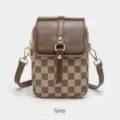 Sac Bandoulière Téléphone Carré Vintage pour Femme Rétro Marron Sac Deux Compartiments Gris - Gris