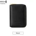 Porte-monnaie de voyage noir en cuir PU avec fermeture éclair et protection RFID sécurisée. - Noir