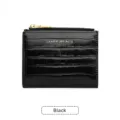 Portefeuille court pour femme noir motif crocodile avec fermeture éclair, élégant et chic. - Noir