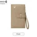 Porte passeport anti RFID kaki étui de document de voyage avec dragonne et fentes pour cartes - Khaki