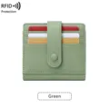 Porte-cartes portefeuille en cuir PU vert pour femmes avec protection RFID et bouton. - Vert