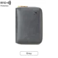 Portefeuille de voyage gris RFID, étui de passeport compact en cuir PU avec fermeture éclair. - Gris