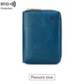 Portefeuille de Passeport RFID Bleu Paon Voyage Fermeture Eclair Porte-Cartes - Bleu sarcelle