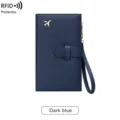 Porte-passeport de voyage RFID bleu foncé avec fentes pour cartes et dragonne élégante. - Bleu foncé