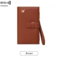 Portefeuille étui passeport anti RFID marron avec dragonne et fentes pour cartes variante. - Marron