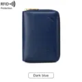 Dark blue RFID blocking travel passport wallet, multifunctional zipper document organizer. - Dark Blue