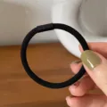 Basic black twill hair tie for women, simple and durable daily styling hair band accessory. - Black