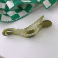 Pince à cheveux mate vert dégradé, grand clip requin minimaliste pour coiffure élégante. - Pince Bec de Canard Verte