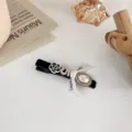 Black camellia pearl hair clip sweet cute side BB clip hair accessory for women stylish - 3#