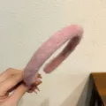 Cerchietto in peluche rosa per donna, morbida fascia per capelli, accessorio antiscivolo - Rosa