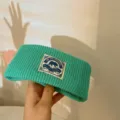 Green knitted sport headband for women, wide fleece casual hair band, stylish street style. - Mint Green