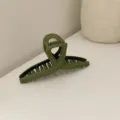 Matte dark green large hair claw clip for women, stylish shark hair catcher for half tied hair. - Green Crisscross
