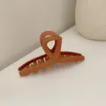 Matte brown hair claw clip for women, large nonslip shark clip for half-up hairstyles and buns. - Yellow Cross Strap