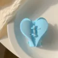 Matte blue heart hair claw clip, cute sweet daily hair accessory for women and girls. - Matte Blue