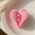 Matte pink heart hair claw clip, cute small shark clip for women and girls daily styling. - Matte Dark Pink