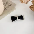 Black and white bow hair clip elegant leather hairpin sweet cute hair accessories for women girls - 12#