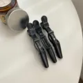 Black professional hair styling alligator duckbill clips for daily salon and makeup use - Black-3pcs Set