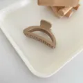 Minimalist matte milky coffee hair claw clip, large size elegant hair accessory for daily styling. - Semicircle / Milk Coffee
