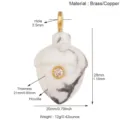 Natural Howlite stone acorn pendant with brass loop and zircon inlay measuring 28x20mm - R992463Y7-Howlite