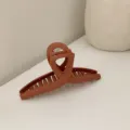 Matte Brown Hair Claw Clip Large Shark Clip Elegant Hair Styling Accessory for Women - Orange Cross Strap