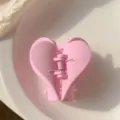 Pink heart hair claw clip, cute matte shark clip for women and daily styling hair accessories - Matte Light Pink