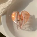 Transparent pink heart hair claw clip, cute resin mini shark clip for women and daily styling. - Transparent Orange
