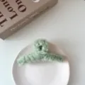 Green plush hair claw clip, fluffy rabbit fur hair accessory for winter daily styling. - Bean Green