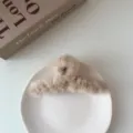 Cozy plush hair claw clip in beige faux rabbit fur, elegant winter hair accessory for women. - Light Coffee