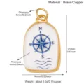 Messing kompas hanger oceaan marine stijl sieraden accessoire met gedetailleerde afmetingen. - M433686K2