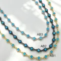 Chaîne semi-finie de bijoux DIY en zircon rond avec option de couleur or argent noir détail - Noir Zirconia Turquoise