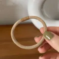 Basic twill hair tie in khaki, minimalist elastic hair band for daily styling and ponytail. - Khaki