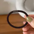 Simple brown diagonal hair tie basic elastic hair band for women daily styling accessories - Dark Coffee