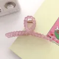 Pince à cheveux rose givrée perles, pince requin élégante minimaliste été pour accessoires femmes. - Rose Lotus