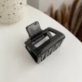 Black acrylic square hair claw clip, elegant minimalist french style hair accessory for women. - Black