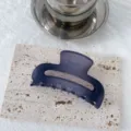 Matte blue hair claw clip for women, large nonslip resin hair catch for thick hair styling. - Small Cube / Grey Purple