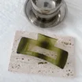 Green matte hair claw clip detail shot, elegant geometric resin jaw clip for thick hair styling. - Large Plaid / Green