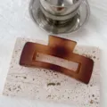 Brown tortoise shell rectangular hair claw clip detail, stylish aesthetic accessory for women. - Large Plaid / Coffee