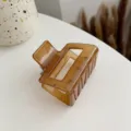 Brown acrylic square hair claw clip, elegant French style mini hair catcher accessory. - Coffee