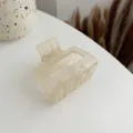Small acrylic hair claw clip in translucent beige, French elegant hair styling accessory for women. - Off White