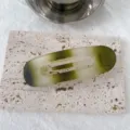 Green white gradient hair clip, minimalist resin hair barrette for daily wear and styling - Flat Clip / Green