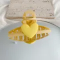 Matte yellow heart hair claw clip, sweet style large shark clip for elegant daily hairstyles. - Lemon Yellow