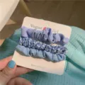 Set of 3 blue stylish hair scrunchies, soft fabric elastic hair ties for daily use. - 3 Pieces/Pack / Blue Plaid
