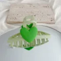 Green heart hair claw clip, sweet style large matte shark clip for women daily wear. - Avocado Green