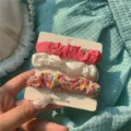 3 pack floral and solid color hair scrunchies, cute elastic hair bands for daily styling. - 3 Pieces/Pack / Pink Floral