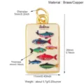 Messing sardine hanger bedel rechthoek emaille vis sieraden componenten accessoires - M433476R1
