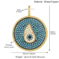 Messing Türkis böser Blick Anhänger Charm DIY Schmuck Zubehör 42x32mm Größe Basteln - Tränenförmiger Kreisförmiger Anhänger (T174144L1)