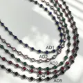 DIY jewelry beading accessories semi-finished round zircon bulk chain detail view - Black Blue Zirconia