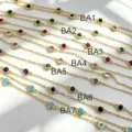 Close up of DIY jewelry semi-finished gold chains with colorful round cubic zirconia stones. - Gold Black Zirconia