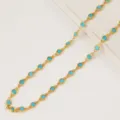 Chaîne dorée élégante avec pierres rondes turquoise pour fabrication de bijoux DIY. - Or Zircon Turquoise