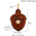 Natural tiger eye stone acorn pendant with zircon inlay, brass loop, jewelry making component. - R992463Y7-Tiger Eye